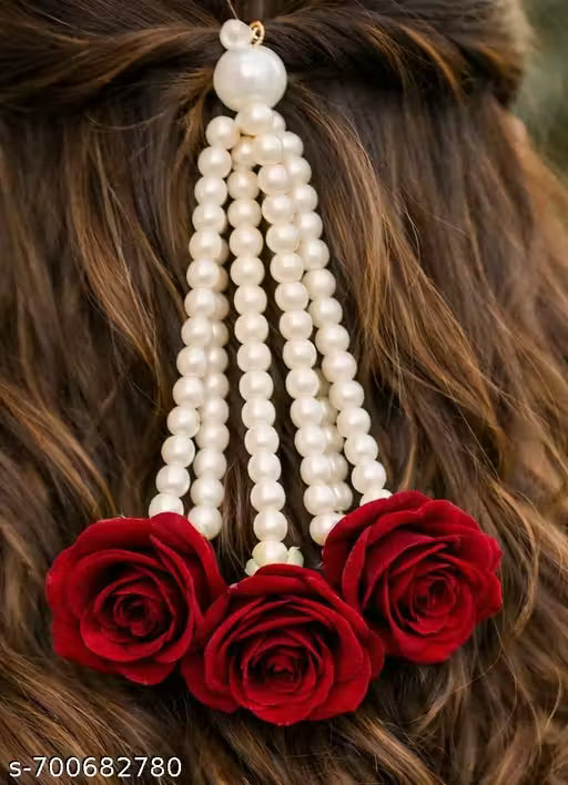 Red Rose Floral hair accessories for women and girls