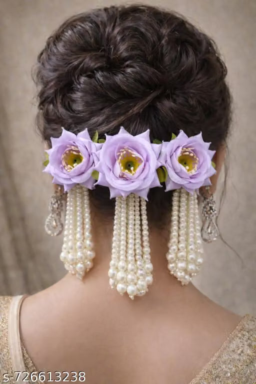 Floral hair bun accessories for women and girls