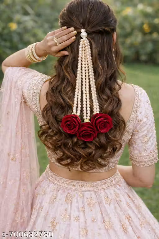 Red Rose Floral hair accessories for women and girls