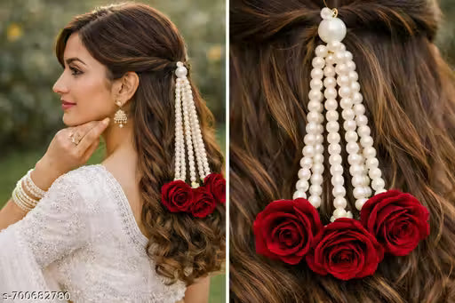 Red Rose Floral hair accessories for women and girls
